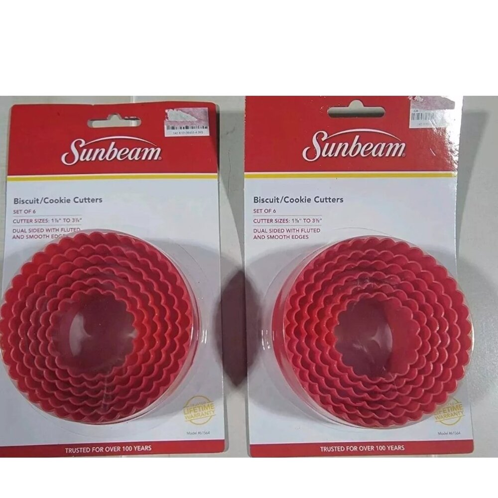 Set of 12 ~ Sunbeam Biscuit / Cookie Cutters 1-7/8" to 3-7/8" Dual-Sided Edges
